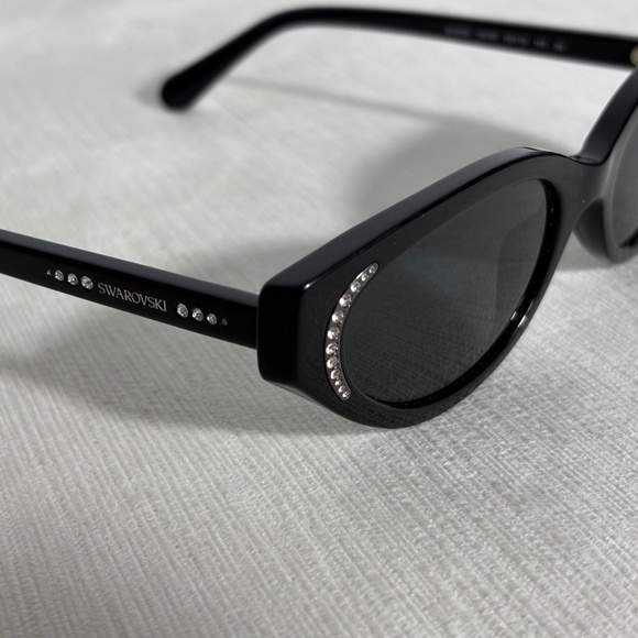 Swarovski Y2K Black Cat-Eye Sunglasses w/ Crystal Accents | Early 2000s main image 4